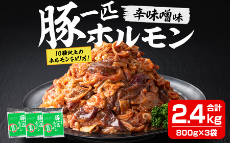 豚一匹ホルモン 辛味噌 2.4kg(800g×3パック) 国産 豚肉 肉 お肉 辛みそ 味付き ホルモン おつまみ 冷凍【株式会社佐利】tm233