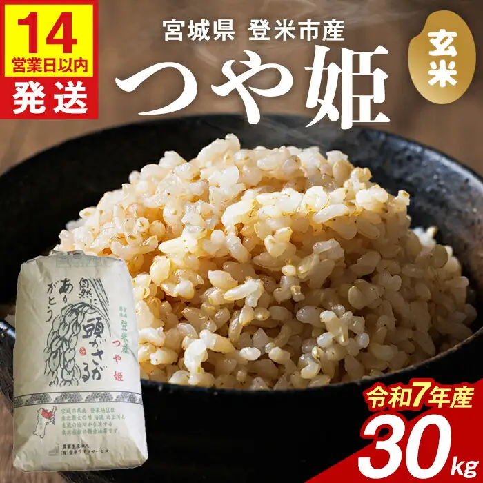 ≪令和7年産≫ つや姫 玄米 30kg 登米市産 お米 おこめ 米 コメ ご飯 ごはん おにぎり お弁当 【登米ライスサービス株式会社】tm143