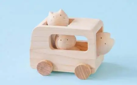 コロコロバス3匹セット(イヌ・ネコ・ウサギ)【2歳・3歳・おもちゃ・無塗装・知育玩具】 木製 九州産 ユニーク 赤ちゃん ベビー ギフト プレゼント 動物  乗り物 ごっこ遊び 030-041