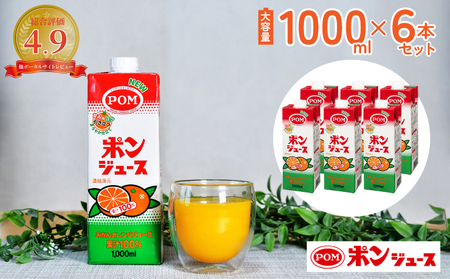 ジュース POM ポンジュース 1000ml 6本セット みかん