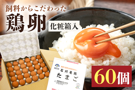 鶏卵60個（55個＋補償5個）入り化粧箱 鶏卵 60個 化粧箱入り 卵 生卵 60ヶ たまご タマゴ 玉子 国産 茨城県産 健康 美容 ご飯 すき焼き 目玉焼き 卵焼き 玉子焼き たまご焼き 創業40年以上の老舗・石川養鶏の新鮮で濃厚なたまご 16-B