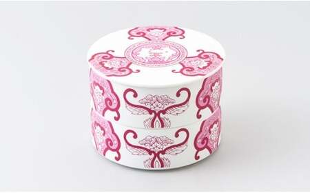 ARITA PORCELAIN LAB(アリタポーセリンラボ) JA古伊万里草花紋ワインレッド・二段重 有田焼 お重 モダン おせち 和食器 食器 うつわ 器 重箱 おせち料理 お正月 おしゃれ かわいい 豪華 30000円 3万円 A30-769