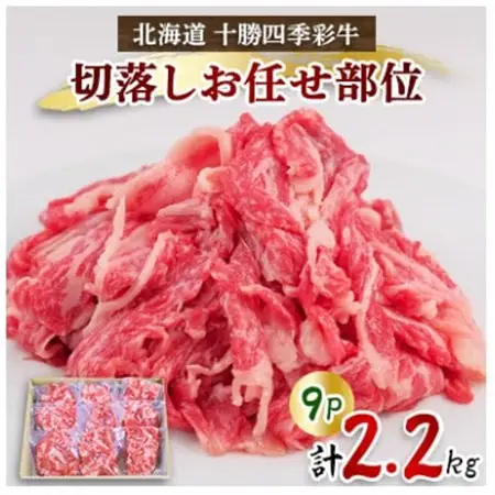 訳あり 十勝四季彩牛 切落し 2.2kg(250g×9P) 国産交雑種  お任せ部位 小分け セット_肉 和牛 牛肉 _【配送不可地域：離島】【1346043】