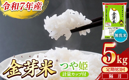 【定期便】BG無洗米・金芽米つや姫 5kg×3回 （隔月）計量カップ付き 令和7年産 2ヶ月に1回 6ヶ月 計15kg 東洋ライス 健康 島根県 安来市 【価格変更】【45-SS-45】