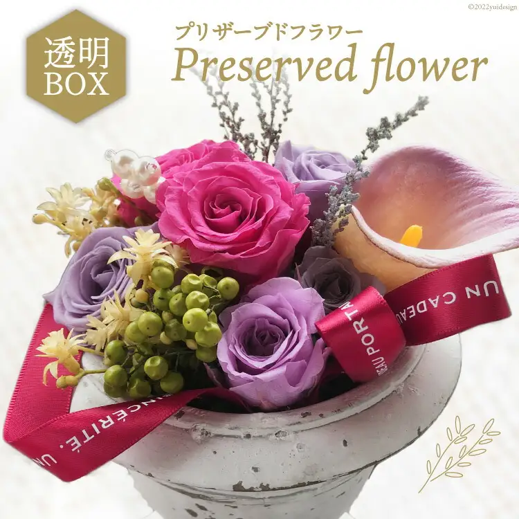 プリザーブドフラワー アレンジ 箱付 ボックス 花 長期 [littleprincess 石川県 宝達志水町 38600155]
