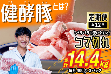 ＜定期便12回＞ 北海道産 健酵豚 小間切れ 計 1.2kg (全14.4kg)
