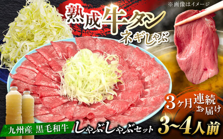 【全3回定期便】九州産 黒毛和牛 牛タンしゃぶしゃぶセット 500g 計1.5kg 吉野ヶ里町/やきとり紋次郎 牛肉 肉 牛タン タン たん しゃぶしゃぶ 九州 黒毛和牛 [FCJ072]