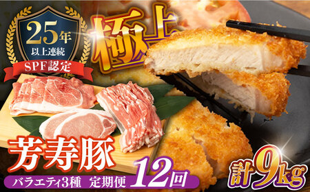 【12回定期便】SPF豚 やっちゃおいしか芳寿豚バラエティセット 計750g / 豚肉 定期便 ほうじゅとん SPF豚 spfポーク 小分け バラ しゃぶしゃぶ / 南島原市 / 芳寿牧場 [SEI013]