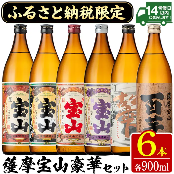 本格焼酎 芋焼酎 薩摩 宝山 豪華 セット (900ml×6本・計5.4L) 【西酒造】No.253