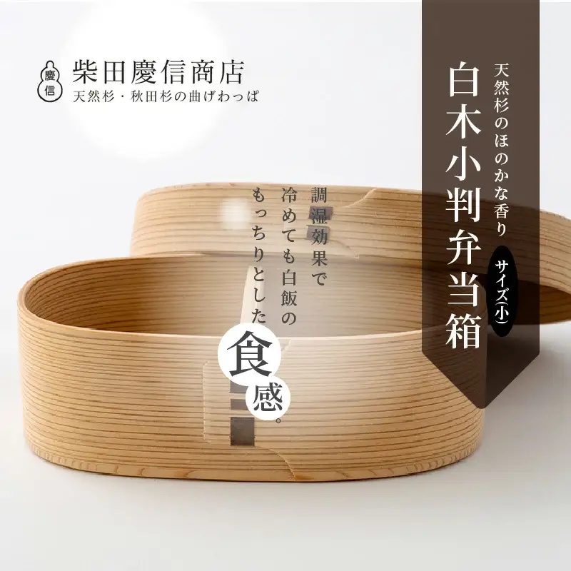 【大館曲げわっぱ】白木　小判弁当箱(小) 【配送日指定不可】　205P6009