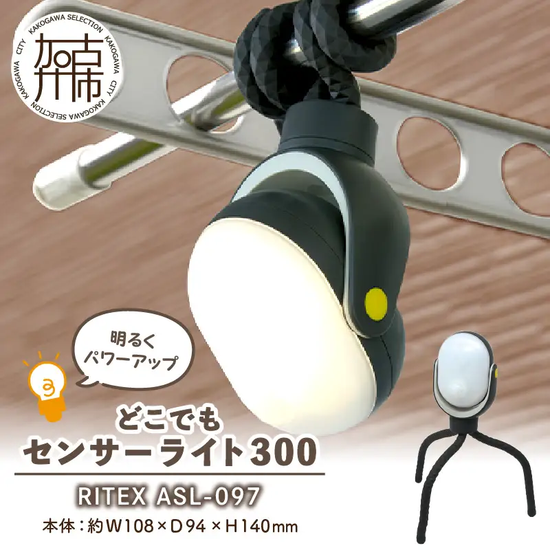 RITEX ASL-097 どこでもセンサーライト300〈防犯 防犯ライト 乾電池式 LED センサーライト 非常灯 防犯グッズ 屋外 キャンプ 株式会社ムサシ 送料無料 ふるさと納税 返礼品 おすすめ 日用品 プレゼント〉【2401O10805】