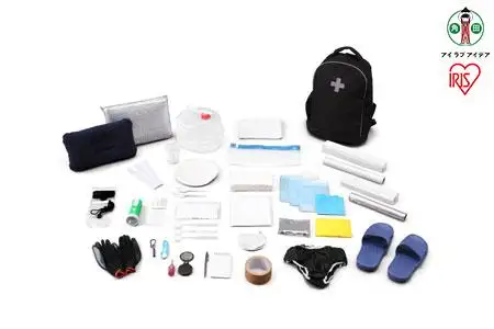 防災リュックセット 33点 BRS-33 ブラック アイリスオーヤマ