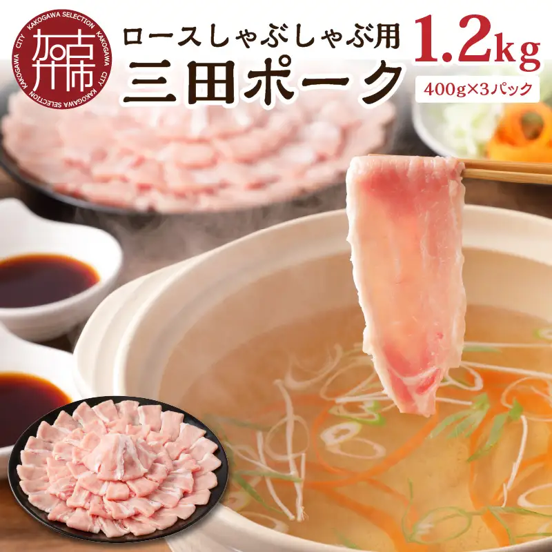 三田ポーク ロースしゃぶしゃぶ用 1.2kg(400ｇ×3パック)〈鍋 お鍋 豚肉 ふるさと納税 セット ロースしゃぶしゃぶ 小分け 豚しゃぶ しゃぶしゃぶ肉 お取り寄せ お取り寄せグルメ 送料無料〉【2401A00210】