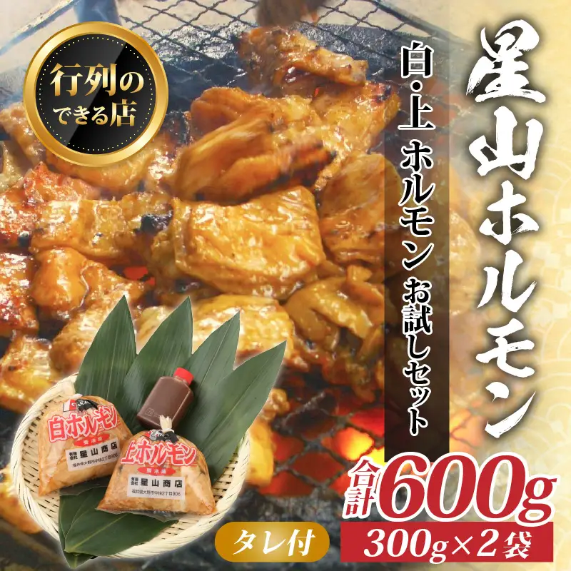  星山ホルモン 白 ミックス 600g お試し 小分け 食べ比べ セット（各300g・たれ付）ホルモン鍋