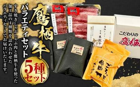鷹栖牛 バラエティ セット しゃぶしゃぶ すき焼き モモ肉 300g バラ肉 300g 冷凍生餃子 10個 冷凍煮込みハンバーグ 230g×2個 冷凍カレーパン 2個 北海道 鷹栖町 新田ファーム 牛肉 すき焼き