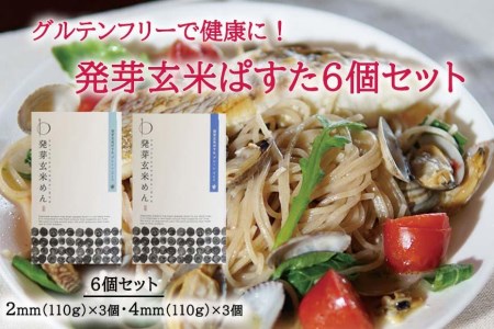 グルテンフリーで健康に！ 発芽玄米ぱすた6個セット 発芽玄米