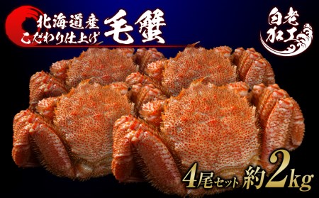 毛蟹 ボイル済み 冷凍 4尾セット 約2kg BM302