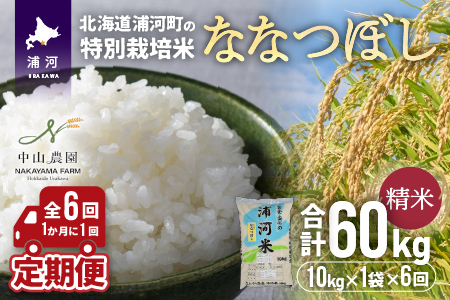 浦河の特別栽培米「ななつぼし」精米(10kg×1袋)定期便(全6回)[37-1172]