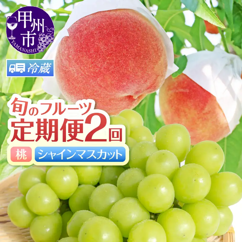 【定期便】旬のフルーツ2回定期便（桃・シャインマスカット）【2026年発送】（HK）C5-441 桃 シャインマスカット フルーツ