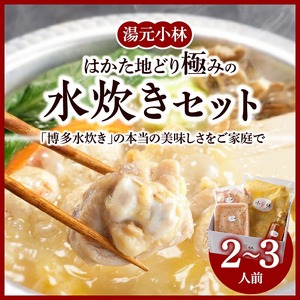 湯元小林 はかた地どり極みの水炊きセット《2～3人前》_水炊き セット 2人前 ～ 3人前 はかた地どり 自慢 絶品グルメ 博多水炊き こだわり 濃厚 スープ 究極のスープ 奥深い なめらか 味わい 地鶏 むね肉 もも肉 つくね 自家製 ポン酢 素材の味 引き立てる 鍋 冷凍 お取り寄せ 福岡県 久留米市 送料無料 〔Cn012〕