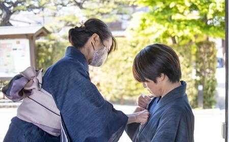 手ぶらでOK デニム着物レンタル チケット（1名様） 着付け・小物一式 ヘアセット付き