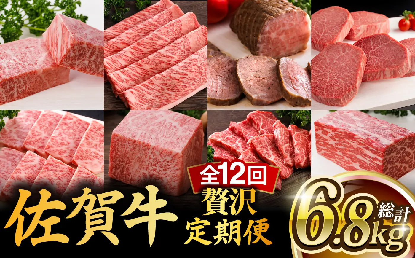 【全12回】佐賀牛 牛肉定期便 約2-3人前 総計6.8kg UCC004 牛肉