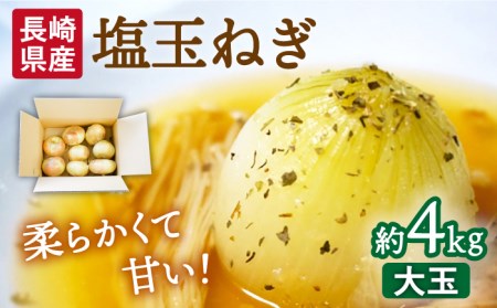 【2026年3月中旬-発送】【柔らかくて甘い！】塩玉ねぎ 約4kg（大玉）/ 新たまねぎ 新玉ねぎ 新タマネギ 玉ネギ 玉ねぎ たまねぎ タマネギ / 南島原市 / 長崎県農産品流通合同会社 [SCB055]