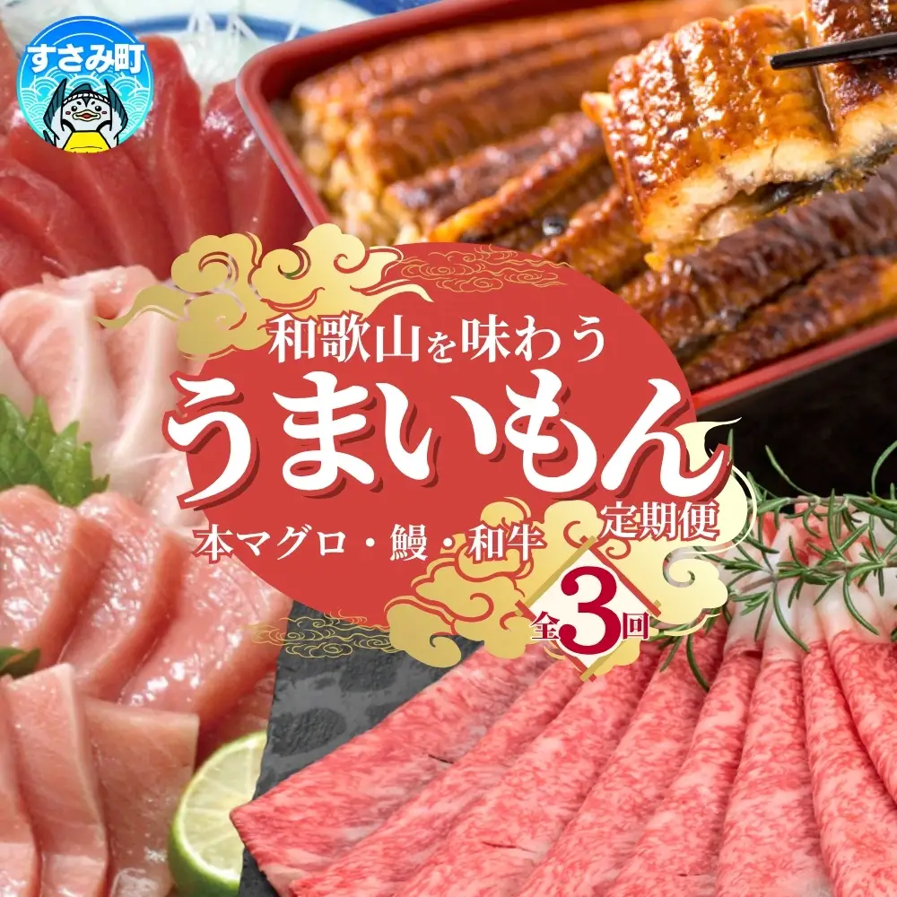 定期便 和歌山うまいもん定期便 本マグロ・国産うなぎ･高級和牛【tkb300】 