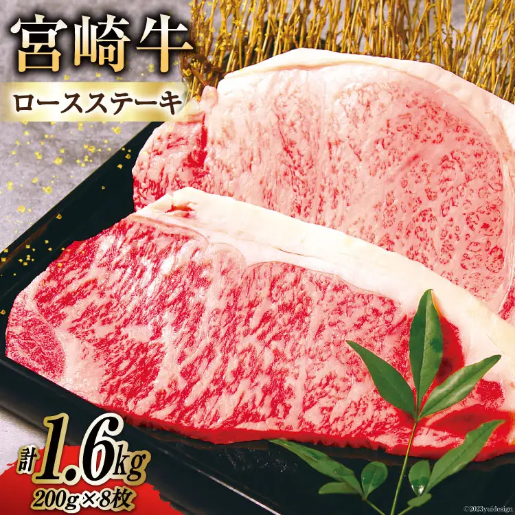牛肉 A4 A5 等級 宮崎牛 ロース ステーキ 1.6kg 200g ×8枚  [日本ハムマーケティング株式会社 宮崎サテライト 宮崎県 日向市 452060693]