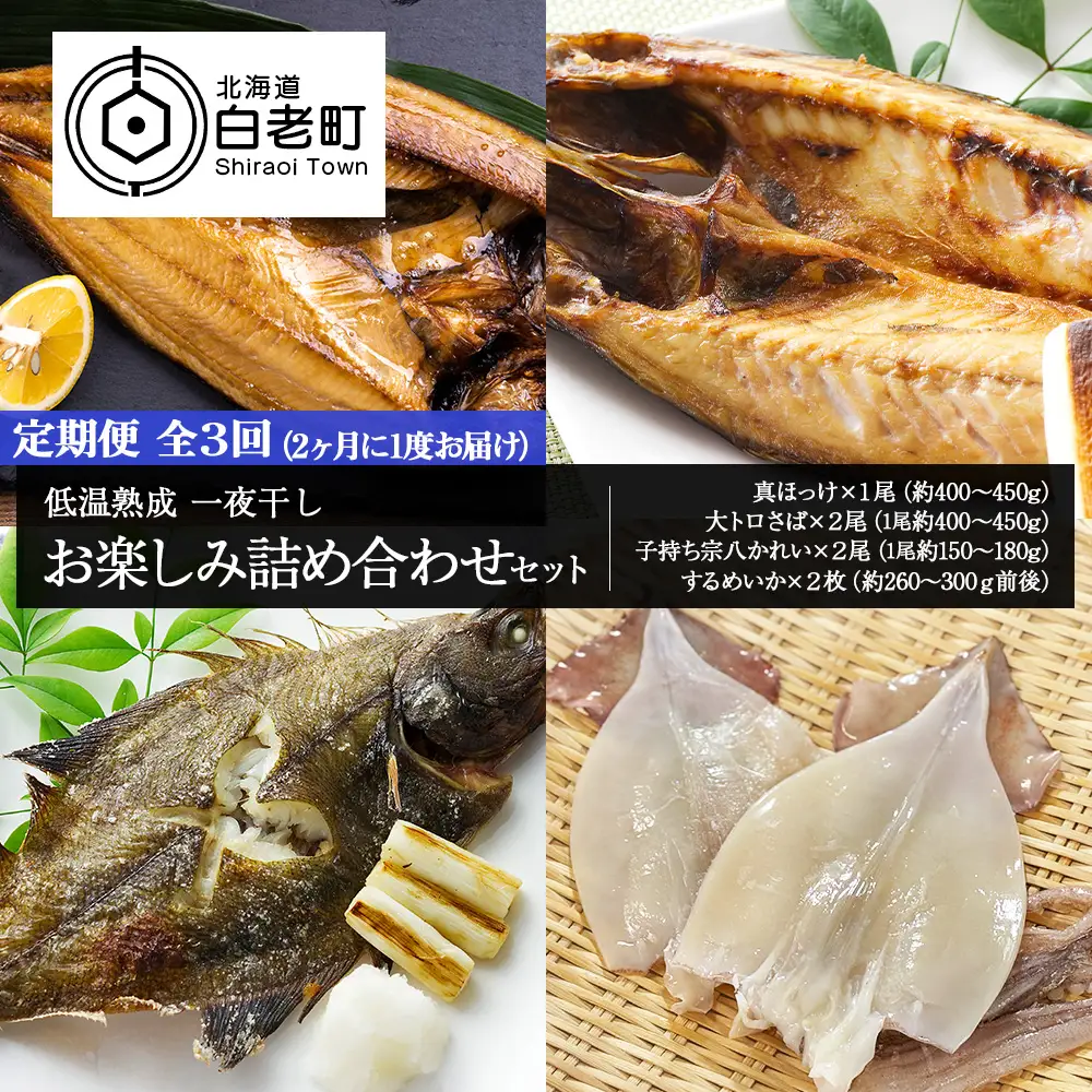 2ヶ月に1度 定期便 全3回 低温熟成 一夜干し お楽しみ 詰め合わせ AA028