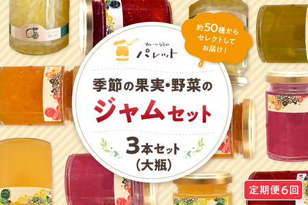 【定期便年6回】季節の果実、野菜のジャムおまかせ3本セット【6回連続お届けコース】 定期便 6回 ジャム パンのお伴 お任せ セット 詰め合わせ 野菜 果物 フルーツ 【018_1699】