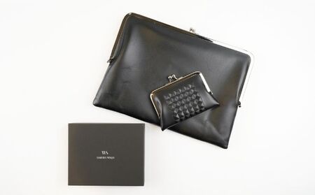 財布 バッグ TOKYO GA-MA テトラカード入れ＋B5クラッチセット 黒 ブラック  クラッチ 革 牛革 革製品 皮革製品 小物 ファッション 伝統工芸 ガマグチ カード お札 ノート タブレット 