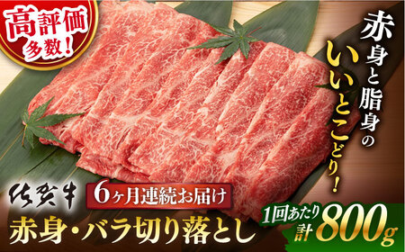 【定期便】 牛肉 佐賀牛赤身・バラ切り落とし 総計4.8kg NAB051 牛肉 全6回
