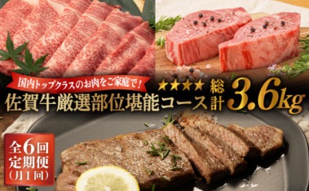 【定期便】 牛肉 佐賀牛堪能コース 総計3.6kg NAB075 牛肉 全6回