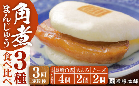 【3回定期便】【化粧箱】角煮まんじゅう3種 計24個 岩崎本舗[EAB042] 角煮 ギフト 定期 定期便