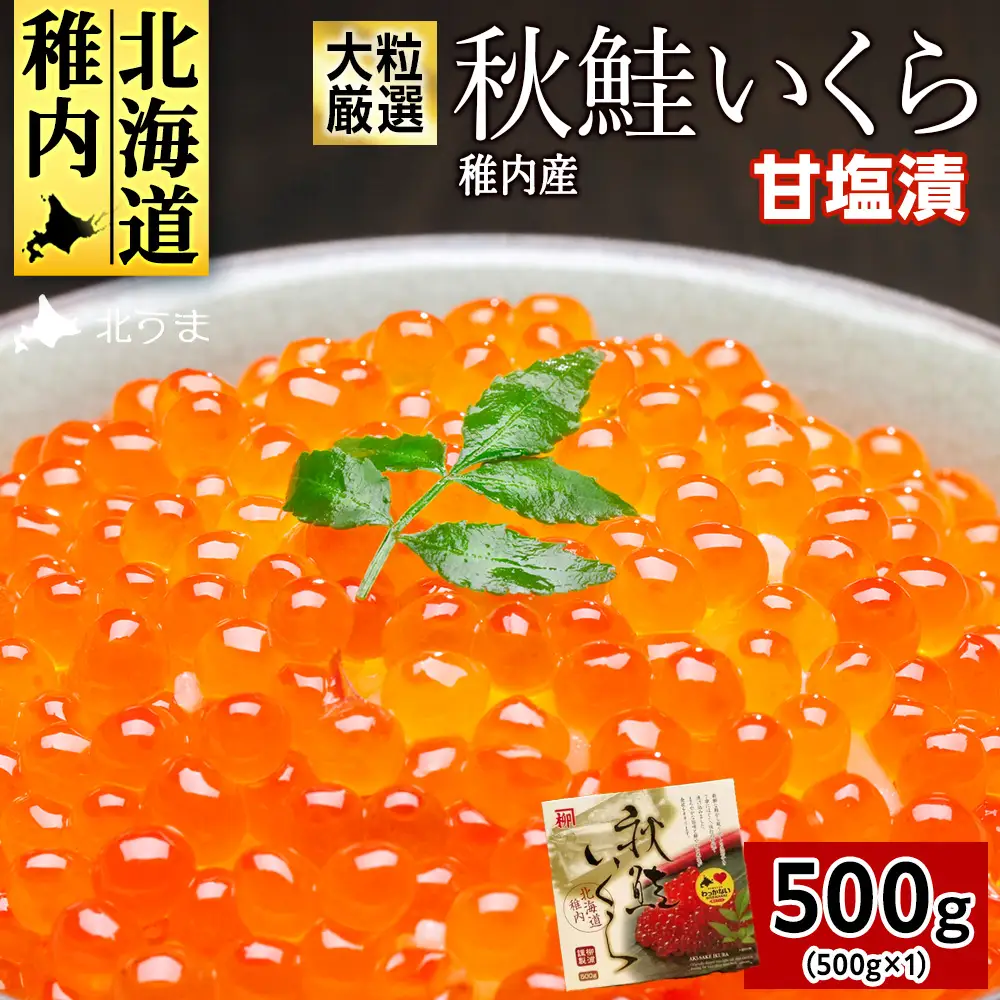 大粒厳選使用　秋鮭いくら 甘塩漬け 500g  海鮮【配送不可地域：離島】