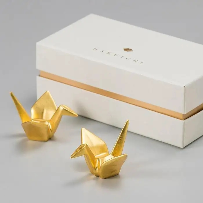【箔一】吉祥　金の鶴箸置き(2個)