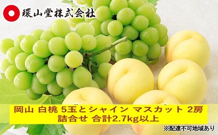 桃 ぶどう 2026年 先行予約 岡山 白桃 5玉とシャイン マスカット 2房 詰合せ 合計2.7kg以上
