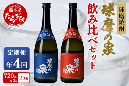 【定期便 年4回 】球磨焼酎 球磨の泉 720ml×2種 セット お米 米 米焼酎 焼酎 しょうちゅう 球磨 球磨焼酎 泉 お酒 酒 さけ ブランド コク 常圧 常圧蒸留 原酒 減圧 減圧蒸留 飲み比べ 熊本県 熊本 多良木町 多良木 007-0549