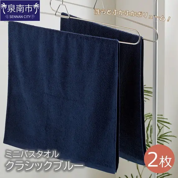 ハンガーで干せるミニバスタオル クラシックブルー2枚 【039E-049】