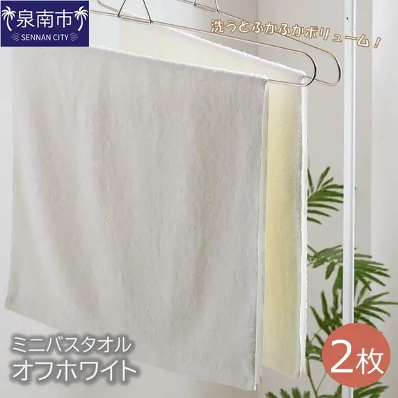ハンガーで干せるミニバスタオル オフホワイト2枚 【039E-045】