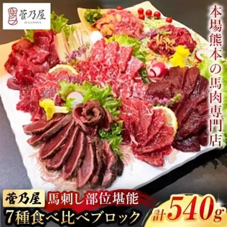 馬刺し部位堪能7種食べ比べブロック(益城町)【配送不可地域：離島】【1355736】