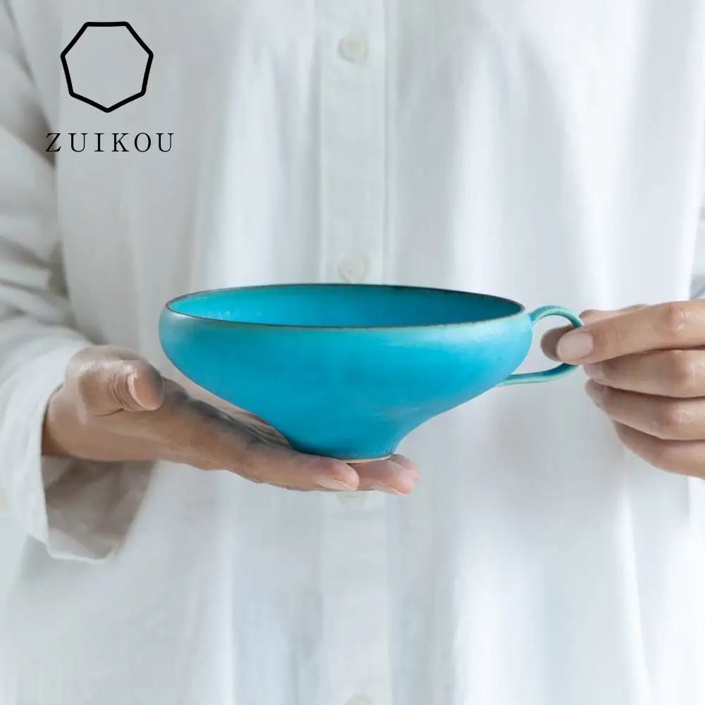 瑞光窯-ZUIKOU-】スープカップ(ターコイズブルー/青)｜京都 清水焼