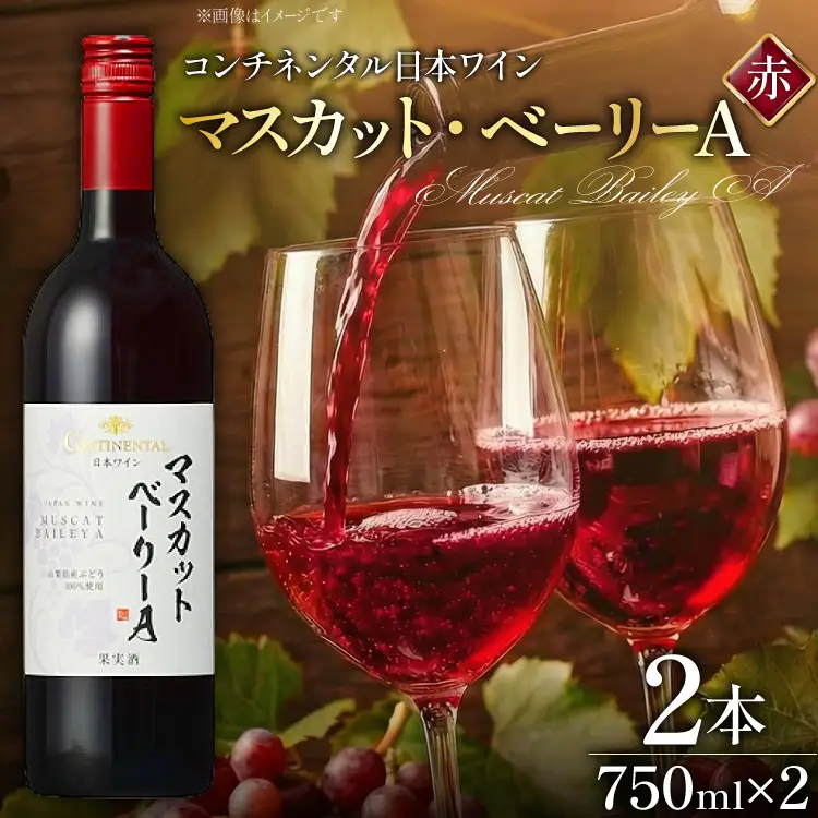 赤ワイン コンチネンタル マスカット・ベーリーA 750ml×2本 ｜日本ワイン 山梨ヌーボー [サン.フーズ 山梨県 韮崎市 20743138]