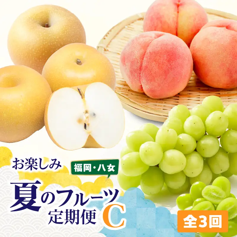 福岡八女 お楽しみ夏のフルーツ定期便Ｃ ＜配送不可：北海道・沖縄・離島＞ フルーツ 定期便 梨 もも シャインマスカット 季節のフルーツ 果物 おすすめ セット 産地直送 福岡県 八女市 072-T028