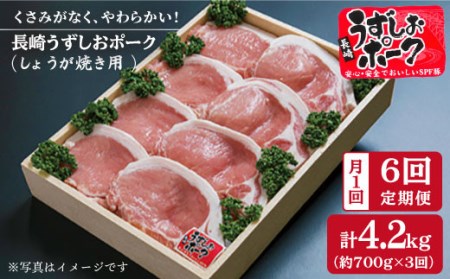 【6回定期便】長崎うずしおポーク 豚ロース（しょうが焼き用）700g訳あり［CAG025］＜スーパーウエスト＞ 豚肉 ロース