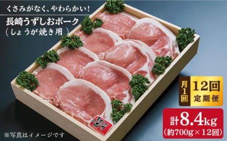 【12回定期便】長崎うずしおポーク 豚ロース（しょうが焼き用）700g訳あり ＜スーパーウエスト＞[CAG026]豚肉 ロース