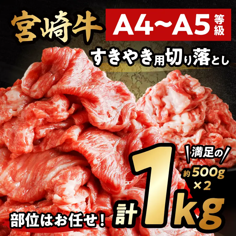 牛肉 すき焼き用 牛肉[宮崎牛 切り落とし 1kg]