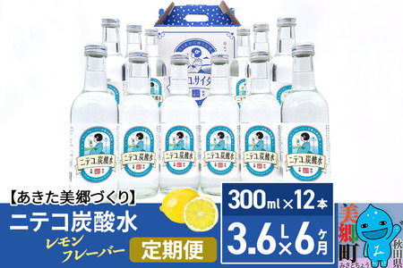 《定期便6ヶ月》ニテコ炭酸水(レモン) 300ml×12本入 「水の郷」の炭酸水 ご当地炭酸水