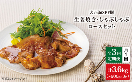 【3回定期便】大西海SPF豚 背ロース しょうが焼き用＆しゃぶしゃぶ用 計1.2kg 訳あり ＜大西海ファーム＞ [CEK042]  豚肉